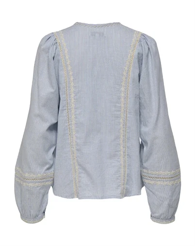 Only - ONLMonica Ane Bluse - Cloud Dancer/Blue Ribbon